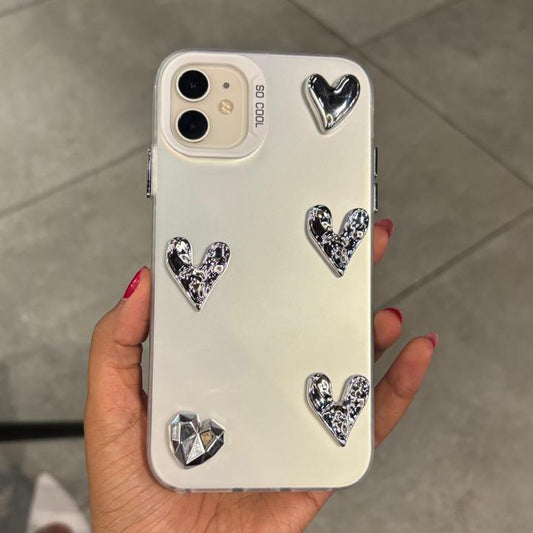 Metalic silver heart case